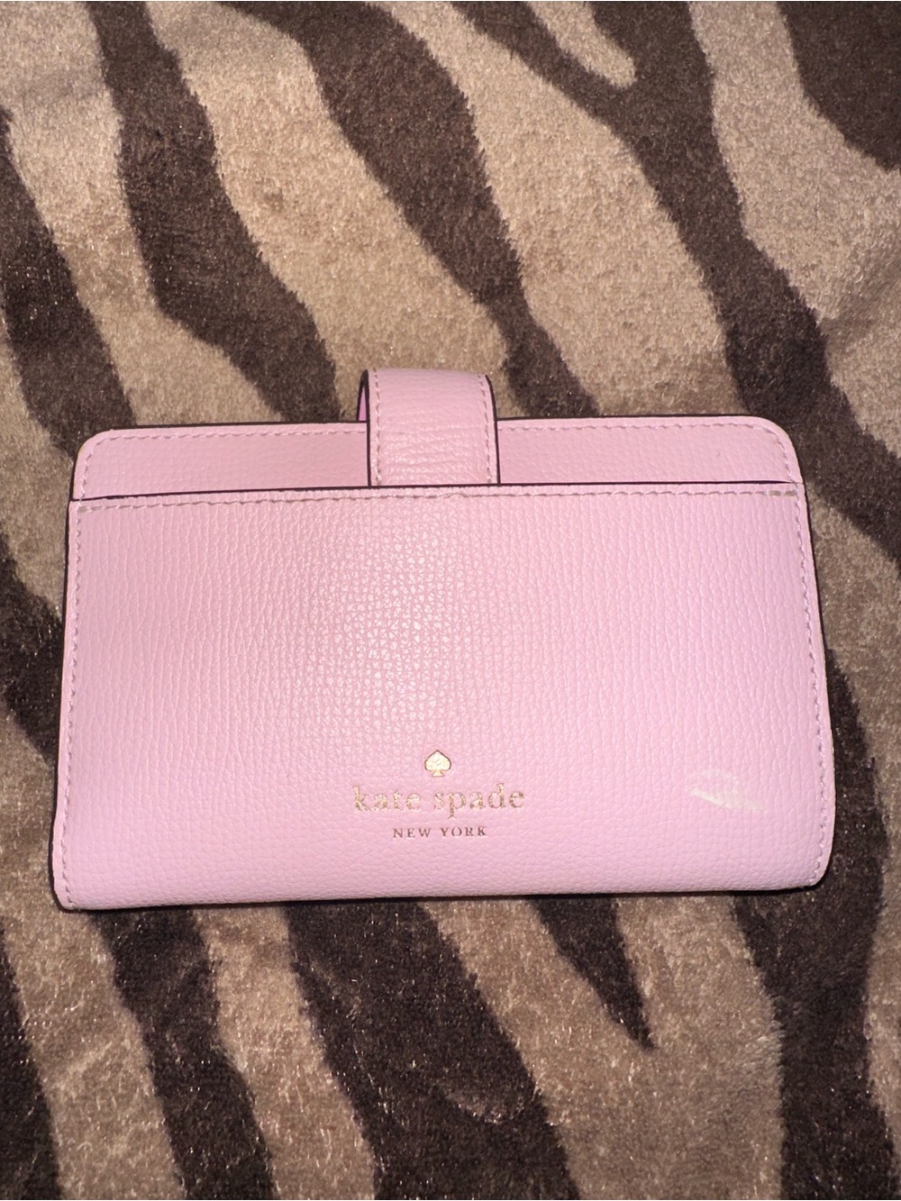 kate spade Lilac Pebbled Leather Snap Wallet with Gold Logo